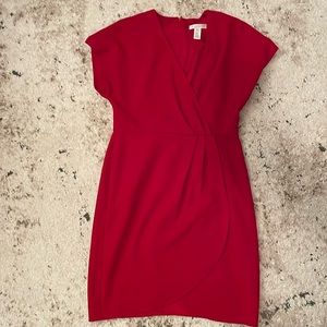 Red Faux wrap dress